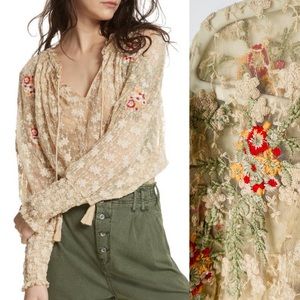 FREE PEOPLE Jubilee Embroidery Lace Top